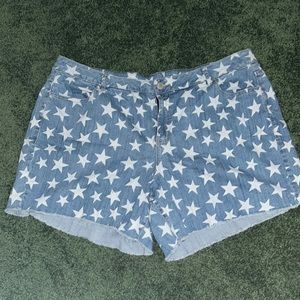 Lane Bryant Star Print Jean Shorts 24